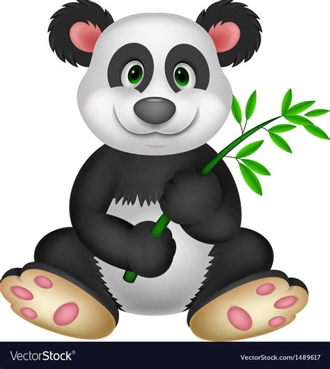 Giant Panda Cartoon Eating Bamboo Royalty Free Vector Image