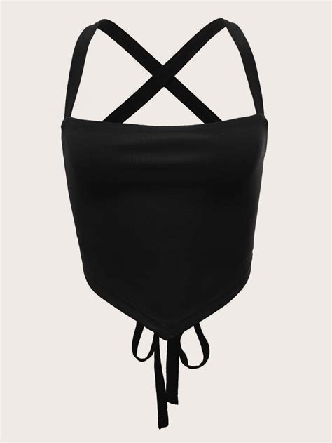 Negro Sexy Collar Tela Liso Tirantes Embellished Estiramiento Medio Verano Vibe Clothes Next