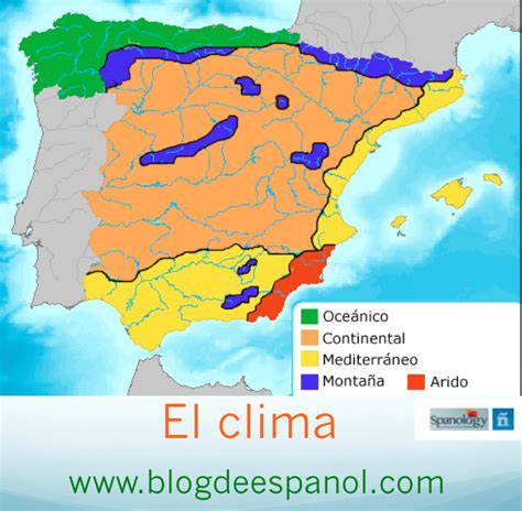Skype Spanish Lessons Clima En España Mapa De España Mapa Fisico De