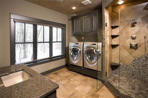 Laundry with bathroom combination can be a smart solution for utilizing small spaces, ranging from making a hidden laundry cabinets, or simply put the laundry in the bathroom. Tile Master Bath - Shower | Laundry bathroom combo ...