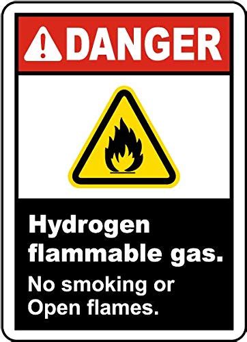 Danger Hydrogen Flammable Gas No Smoking Or Open Flames Sign Board