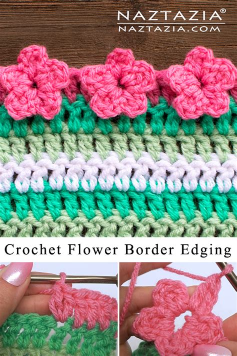 How To Crochet A Flower Border Edging In Crochet Border Patterns My