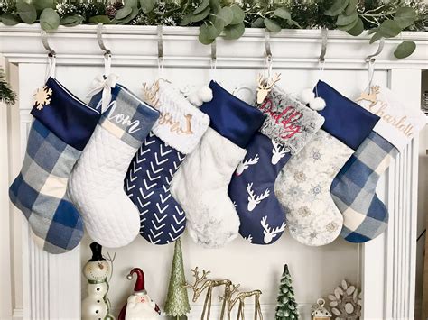 Personalized Christmas Stockings Blue Christmas Stockings Etsy
