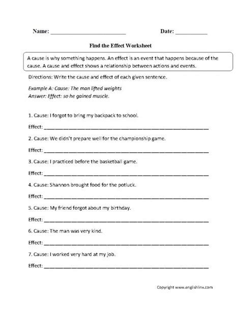 Cause And Effect 4th Grade Worksheet