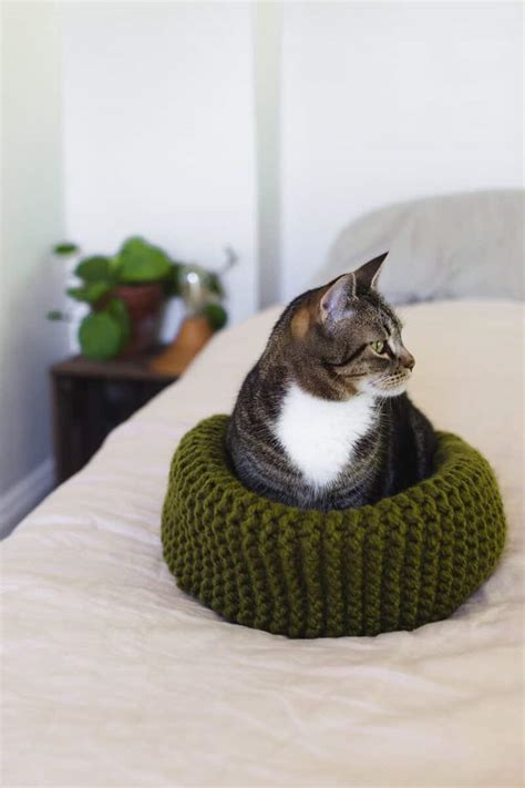 The wedge luxury cat bed from masheen handmade goods. Make Your Own Knit Cat Bed - A Beautiful Mess