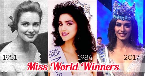 Full List Of Miss World Winners 1951 2017