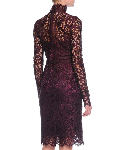 Dolce And Gabbana Floral Lace Dress In Purple Lyst