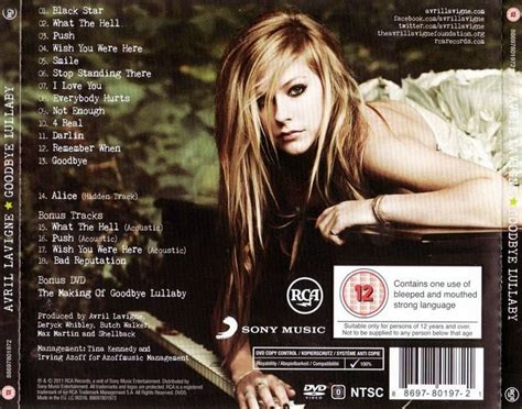 Carátula Trasera de Avril Lavigne Goodbye Lullaby Deluxe Edition Portada