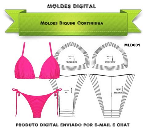 Modelagem Biquini Cortininha Moldes Corel Pdf Molde Bikini Elo7