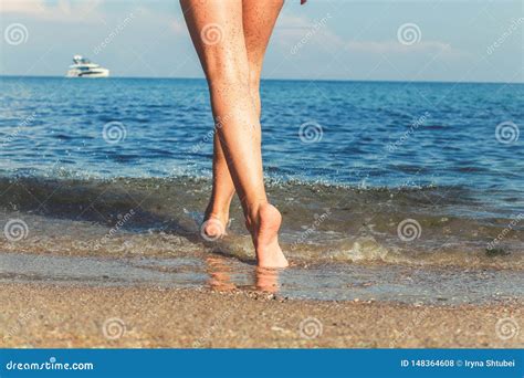 Women S Beautiful Legs On The Beach Stock Photo Image Of Enjoying Nature