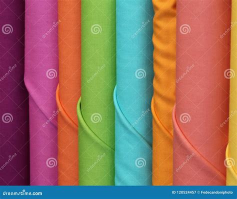 Many Fabrics Of Various Colored Fabrics Stock Image Image Of Business