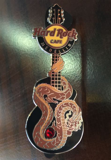 Hard Rock Cafe Medellin 2012 Dragon Guitar Pin Guitar Pins Rock