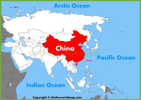 China Location On World Map Map Vector