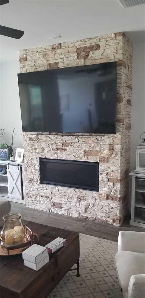 Simple Diy Fireplace Wall Faux Stone Tv Wall Project