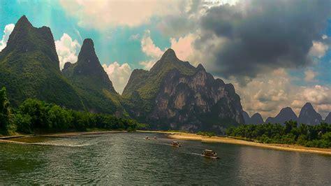 Li River Lovely View Guangxi Zhuang China Hd Desktop Wallpaper Image