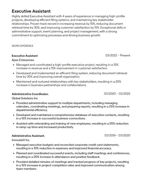 2023 Executive Assistant To Ceo Resume Example Guidance Tealhq