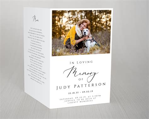 Modern Funeral Program Template Simple Funeral Program - Etsy Australia