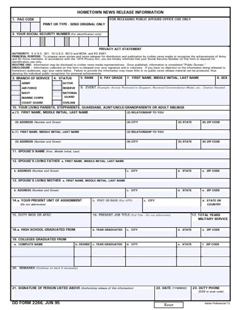 Download Fillable Dd Form 2266