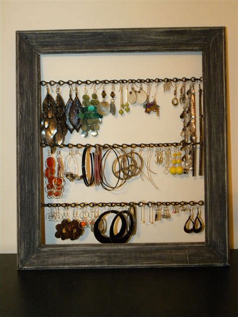 Easy Earring Display Made From Recycled Wooden Picture Frame