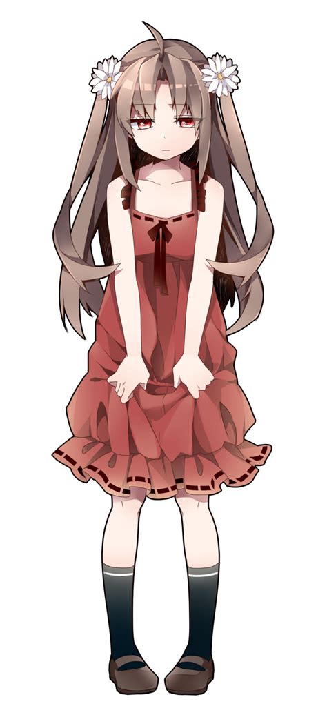 Safebooru 1girl Ahoge Brown Hair Dress Dress Grab Flower Hair Flower Hair Ornament Highres