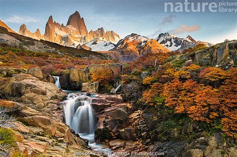 Stock Photo Of Fitz Roy Massif And Waterfall In Los Glaciares National