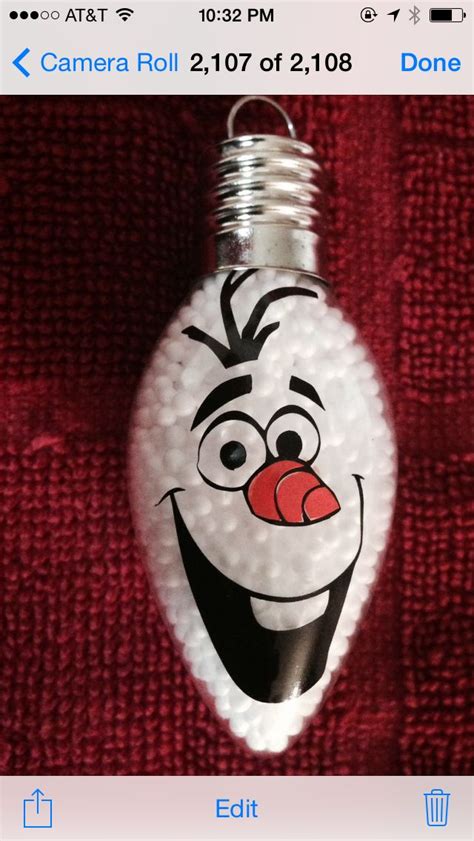 Olaf Bulb Ornament Made With Vinyl 400 Each Christmas Tree