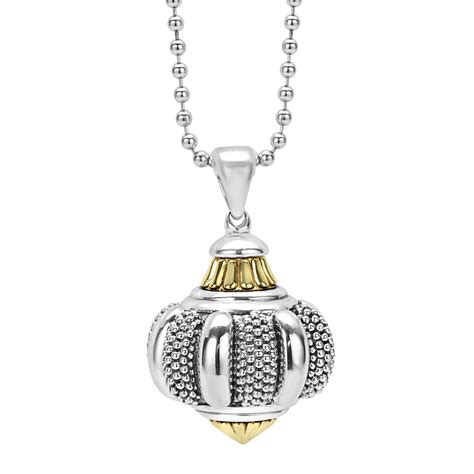 Perfume Bottle Pendant With 18k Gold Highlighted By Sterling Silver