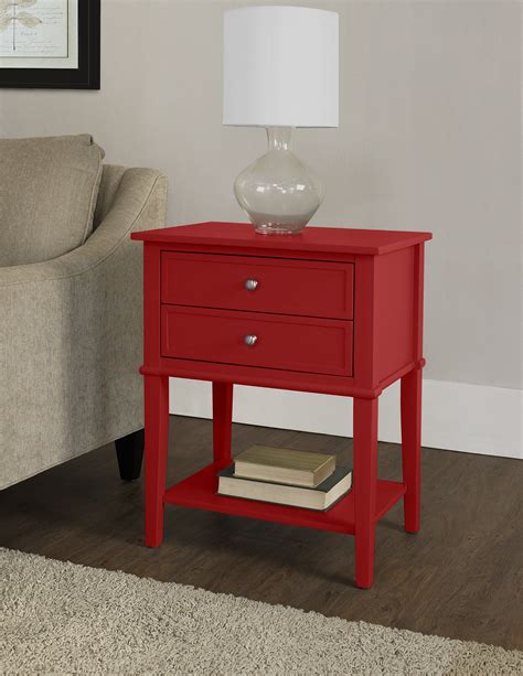 Dorel Home Franklin Accent Table With 2 Drawers Free Delivery Red