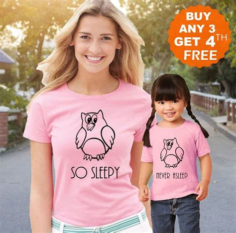 Mommy And Me Outfits Matching Shirts So Sleepy Never Sleep Owl Etsy Mother Daughter Matching