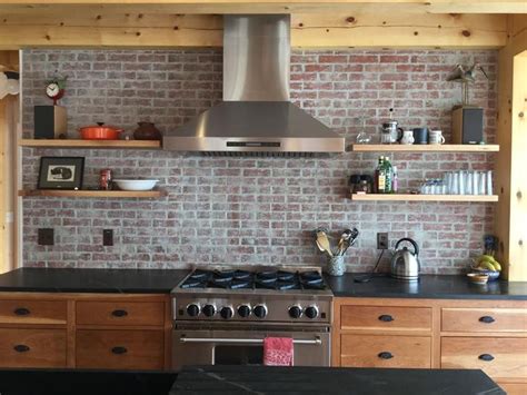 Brick Tile Backsplash Wall Using The Lancaster Running Bond Tiles In A