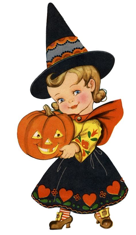 Adorable Retro Halloween Girl Image The Graphics Fairy