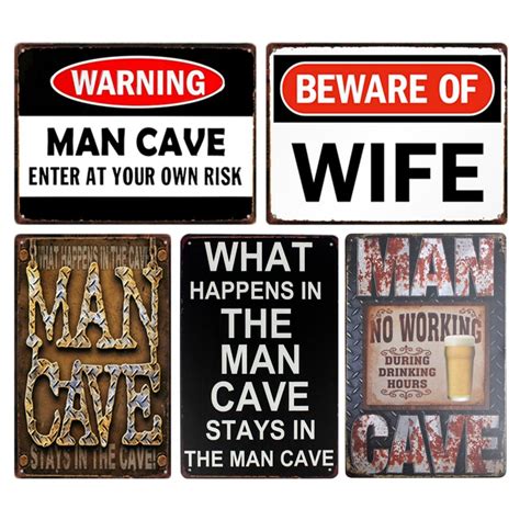 Man Cave Warning Tin Sign Wall Decor Metal Sign Bar Pub Vintage Decor