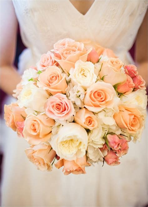 Bridal Bouquet Pink Peach White Roses In 2019 Flower