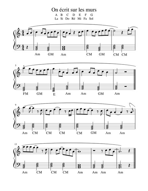 On écrit Sur Les Murs Sheet Music For Piano Download Free In Pdf Or