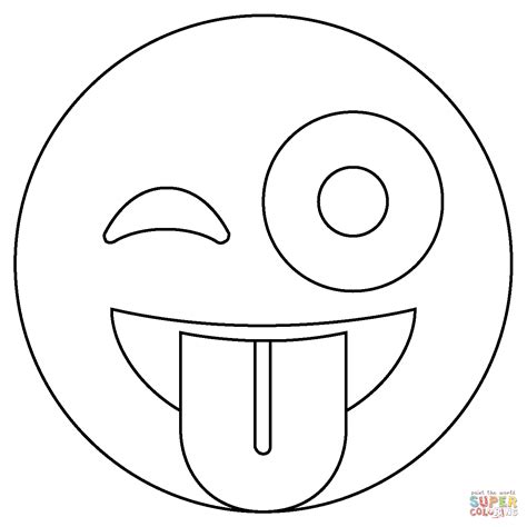 Winking Face With Tongue Emoji Coloring Page Free Printable Coloring