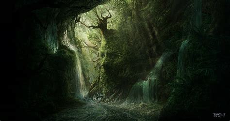 Hd Wallpaper Art Artwork Cave Fantasy Forest Landscape Magical