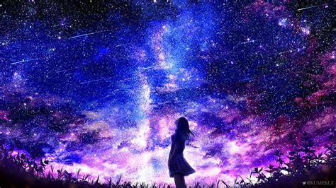 Girl Starring Starry Sky Wallpaper Hd Anime K Wallpa Vrogue Co