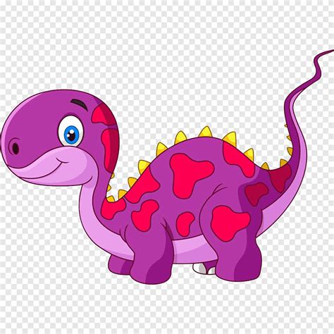 Purple And Pink Dinosaur Tyrannosaurus Dinosaur Cartoon Illustration