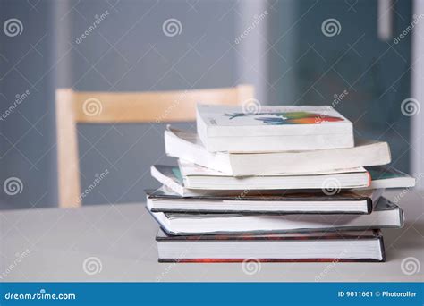 Stack Of Textbooks On A Desk Stock Image Image Of Data Information