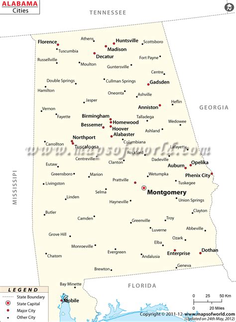 Cities In Alabama Map Alabama Cities Map