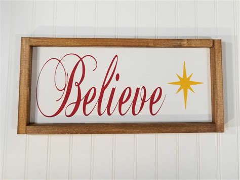 Believe Spiritual Christmas Framed Farmhouse Wood Sign 7 X 17 My