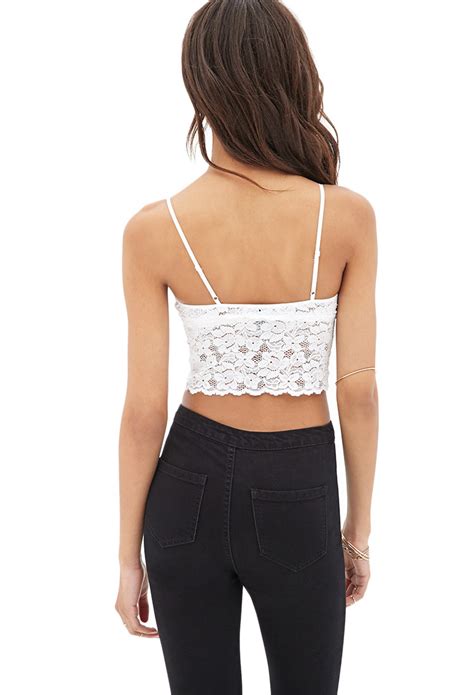 Lyst Forever 21 Floral Lace Crop Top In White