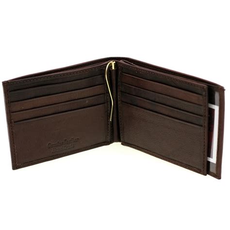 Paul And Taylor Mens Leather Money Clip Wallet Bifold Center Flap 2 Ids