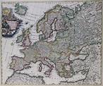 rare 18th century map of Europe original engraving antique print