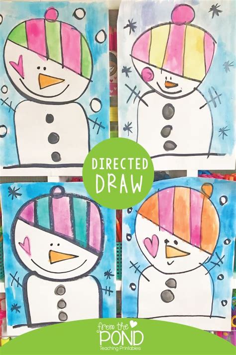 Snowman Directed Drawing Winter Art Lesson Classroom Art Projects