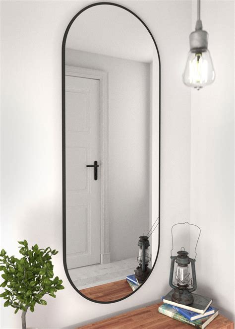 Pill Shape Black Metal Frame Bathroom Mirror Luxe Mirrors