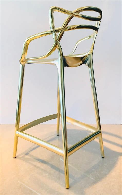 Masters Bar Stools In Metallic Gold By Kartell Set Of Three Bar