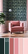 Green and Pink Colour Scheme for Living Room | Cinnamon rose color
