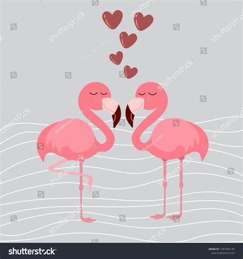 Cute Flamingo Hearts Vector Illustration Stock Vector Royalty Free