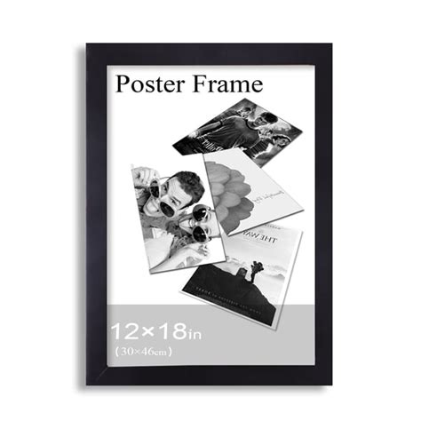 Adeco Clear Plexiglass Window Black Poster Frame 12 X 18 Inches